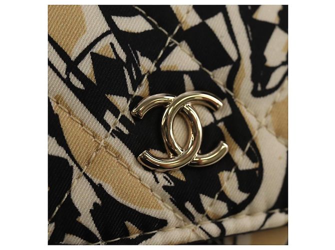 CHANEL Borsa a Spalla Matelassé Catena Satin Beige Oro CC Auth 145067SAM D'oro - vista 19
