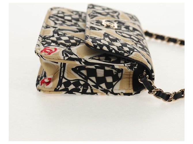 CHANEL Borsa a Spalla Matelassé Catena Satin Beige Oro CC Auth 145067SAM D'oro - vista 4