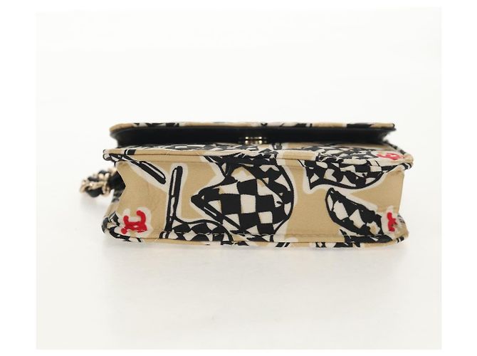CHANEL Borsa a Spalla Matelassé Catena Satin Beige Oro CC Auth 145067SAM D'oro - vista 5