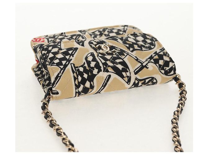 CHANEL Borsa a Spalla Matelassé Catena Satin Beige Oro CC Auth 145067SAM D'oro - vista 6