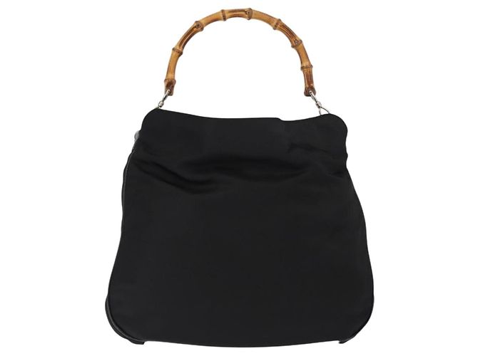 Borsa a mano in nylon Gucci Bamboo 2 vie nera argento 001 0166 1577 Auth BA5807 Nero - vista 2