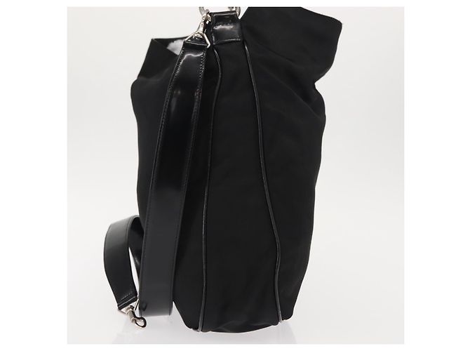 Borsa a mano in nylon Gucci Bamboo 2 vie nera argento 001 0166 1577 Auth BA5807 Nero - vista 3