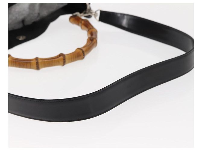 Borsa a mano in nylon Gucci Bamboo 2 vie nera argento 001 0166 1577 Auth BA5807 Nero - vista 9