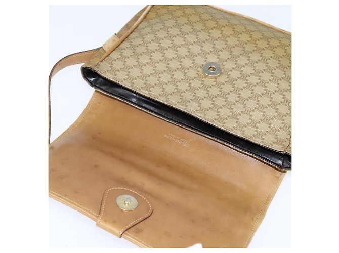 Céline Borsa a Spalla in Tela Macadam CELINE Beige Oro Auth 150067 D'oro - vista 10