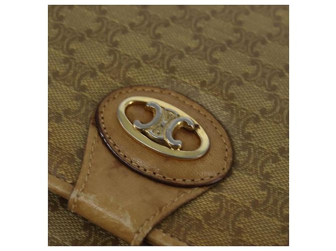Céline Borsa a Spalla in Tela Macadam CELINE Beige Oro Auth 150067 D'oro - vista 17