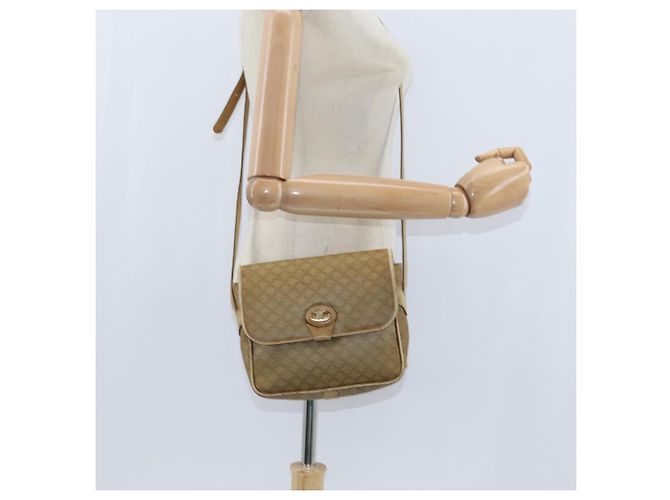 Céline Borsa a Spalla in Tela Macadam CELINE Beige Oro Auth 150067 D'oro - vista 21