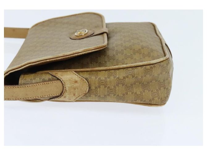 Céline Borsa a Spalla in Tela Macadam CELINE Beige Oro Auth 150067 D'oro - vista 3
