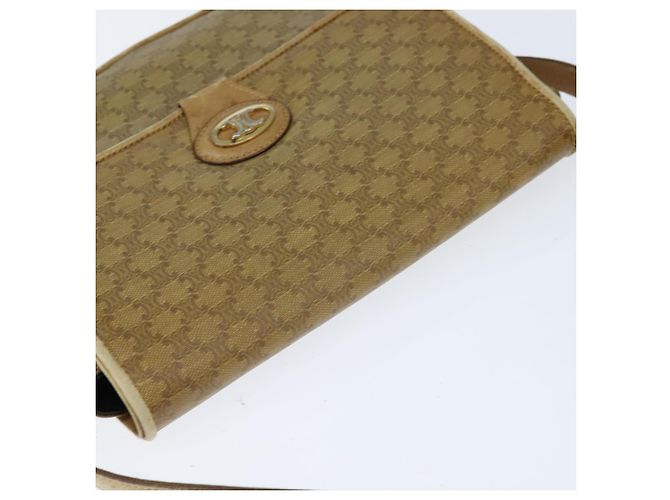 Céline Borsa a Spalla in Tela Macadam CELINE Beige Oro Auth 150067 D'oro - vista 6