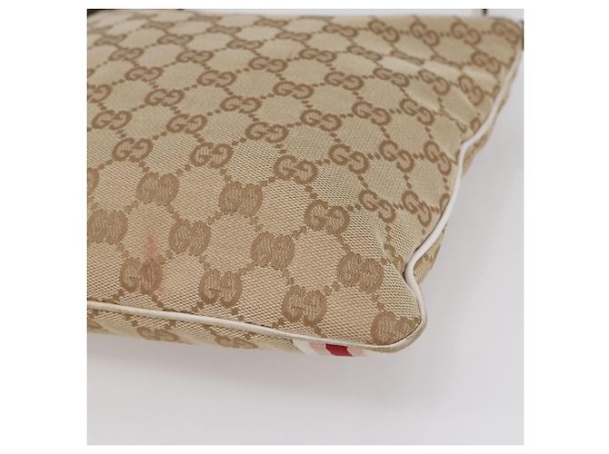Borsa a Spalla Gucci GG Canvas Sherry Line Beige Oro 144388 Auth 148841 D'oro - vista 14