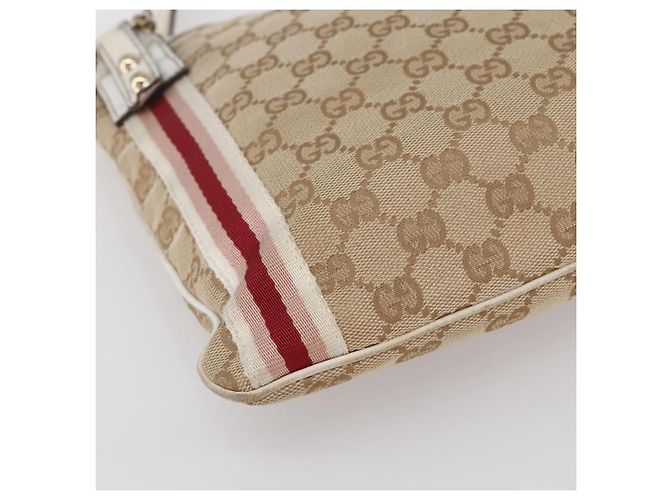 Borsa a Spalla Gucci GG Canvas Sherry Line Beige Oro 144388 Auth 148841 D'oro - vista 15