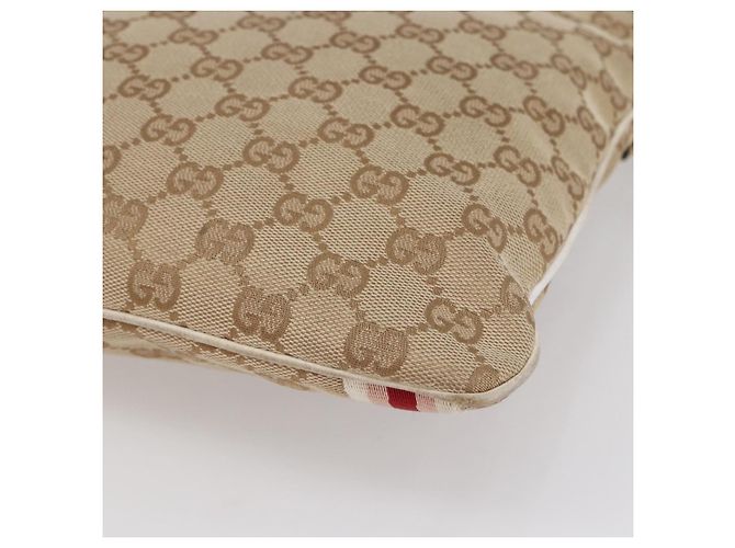 Borsa a Spalla Gucci GG Canvas Sherry Line Beige Oro 144388 Auth 148841 D'oro - vista 16