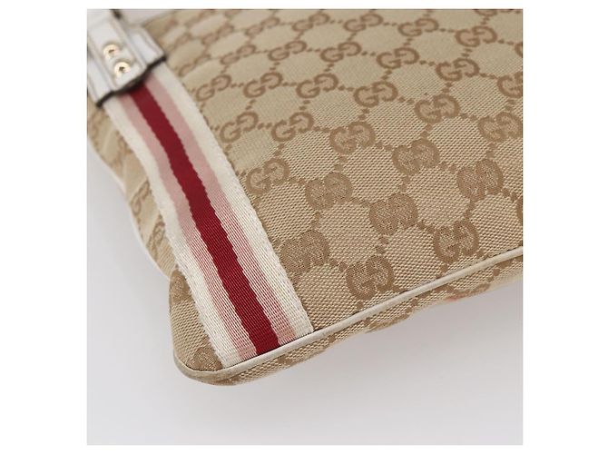 Borsa a Spalla Gucci GG Canvas Sherry Line Beige Oro 144388 Auth 148841 D'oro - vista 17