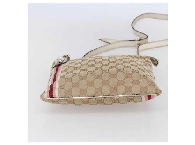 Borsa a Spalla Gucci GG Canvas Sherry Line Beige Oro 144388 Auth 148841 D'oro - vista 5