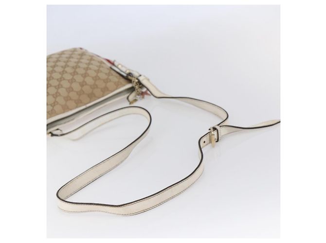 Borsa a Spalla Gucci GG Canvas Sherry Line Beige Oro 144388 Auth 148841 D'oro - vista 8