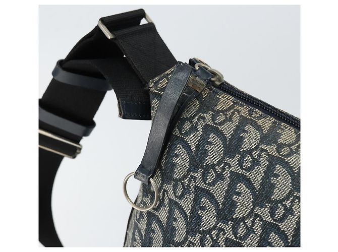 Christian Dior Trotter Canvas Schultertasche Navy Silber Auth ep11395 Marineblau - Ansicht 10