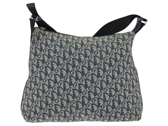 Christian Dior Trotter Canvas Schultertasche Navy Silber Auth ep11395 Marineblau - Ansicht 13