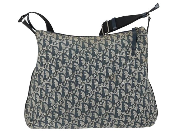Christian Dior Trotter Canvas Schultertasche Navy Silber Auth ep11395 Marineblau - Ansicht 2