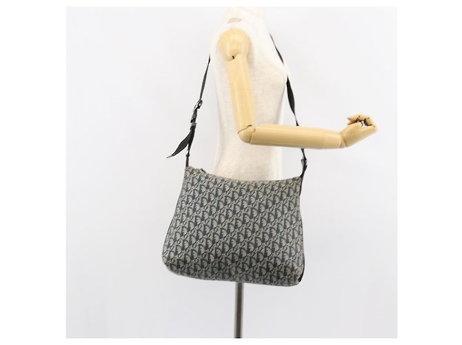 Christian Dior Trotter Canvas Schultertasche Navy Silber Auth ep11395 Marineblau - Ansicht 21