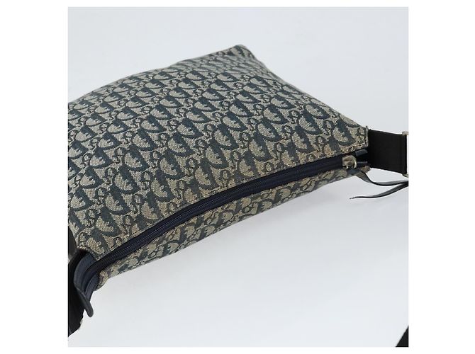 Christian Dior Trotter Canvas Schultertasche Navy Silber Auth ep11395 Marineblau - Ansicht 6