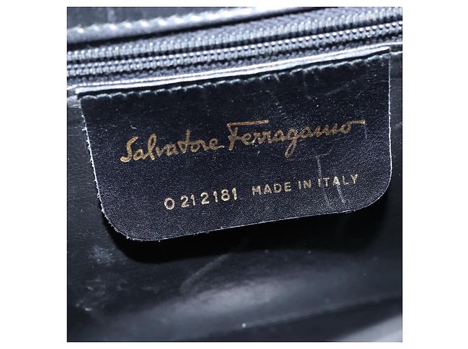 Borsa a mano in pelle Gancini Salvatore Ferragamo 2 in 1 Nero Oro Auth BA7323 - vista 12