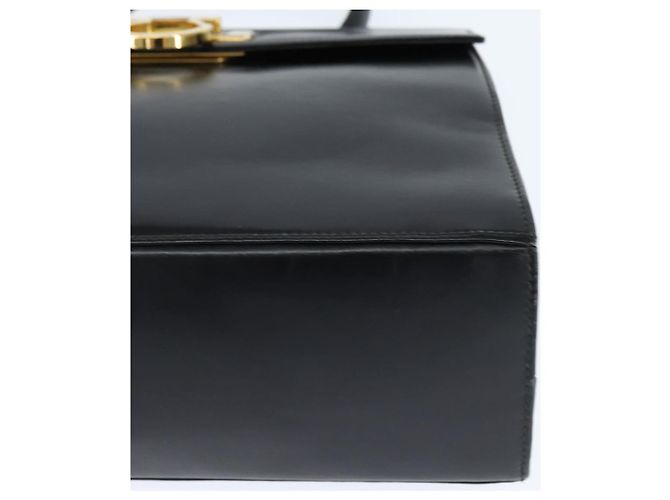 Borsa a mano in pelle Gancini Salvatore Ferragamo 2 in 1 Nero Oro Auth BA7323 - vista 14