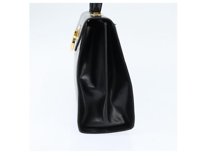 Borsa a mano in pelle Gancini Salvatore Ferragamo 2 in 1 Nero Oro Auth BA7323 - vista 4