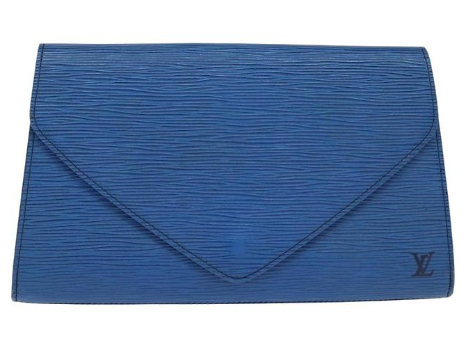 LOUIS VUITTON Clutch Art Déco Epi Blu M52635 LV Auth BA7217 - vista 13
