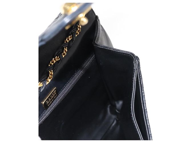 BALLY Borsa a Spalla in Pelle Trapuntata con Catena Nero Oro Auth am9465 D'oro - vista 18