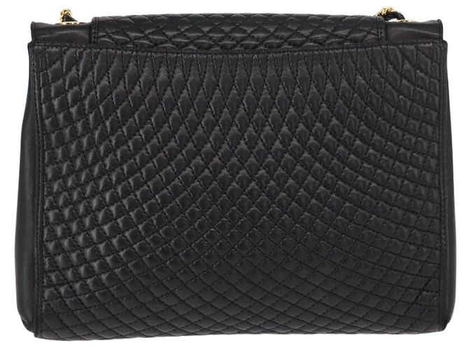 BALLY Borsa a Spalla in Pelle Trapuntata con Catena Nero Oro Auth am9465 D'oro - vista 2