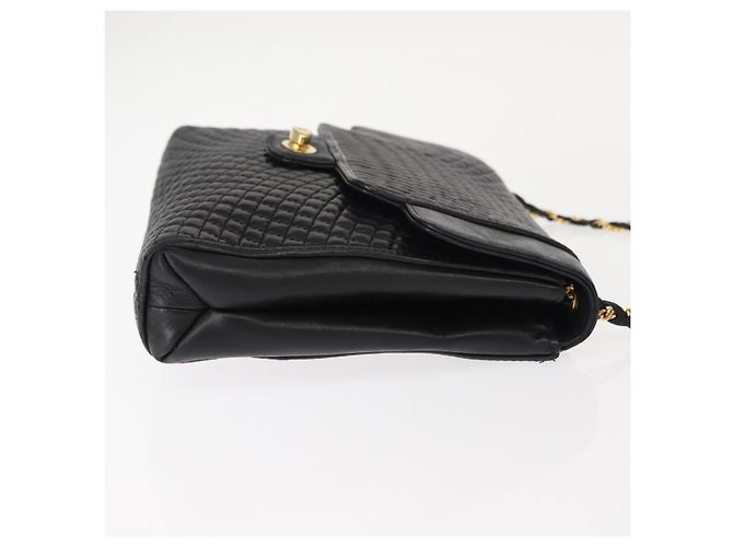 BALLY Borsa a Spalla in Pelle Trapuntata con Catena Nero Oro Auth am9465 D'oro - vista 3