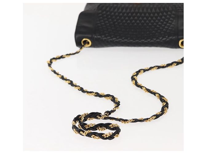 BALLY Borsa a Spalla in Pelle Trapuntata con Catena Nero Oro Auth am9465 D'oro - vista 7