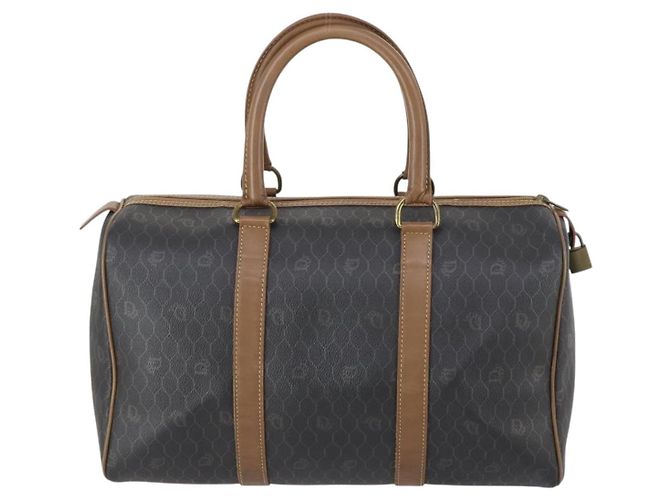 Borsa Boston in tela a nido d'ape PVC nera e oro Christian Dior Auth bs30245 Nero D'oro - vista 2