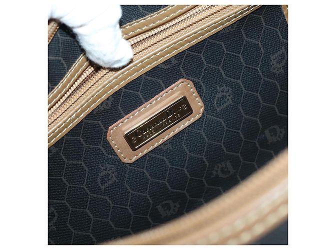 Borsa Boston in tela a nido d'ape PVC nera e oro Christian Dior Auth bs30245 Nero D'oro - vista 20
