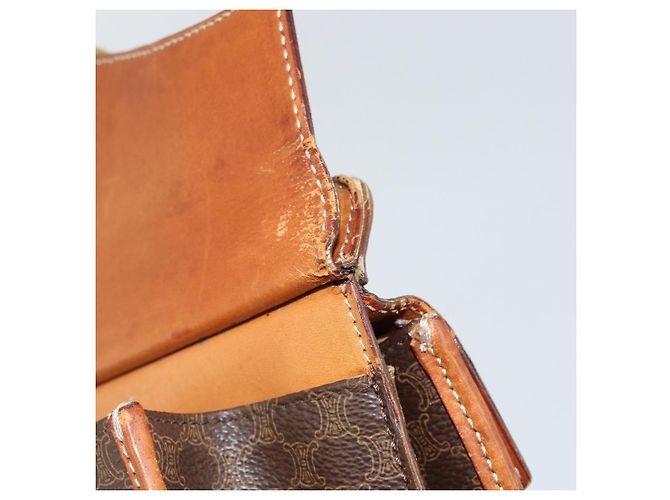 Céline Borsa a mano in tela Macadam CELINE in pelle PVC marrone oro Auth 149127 D'oro - vista 10