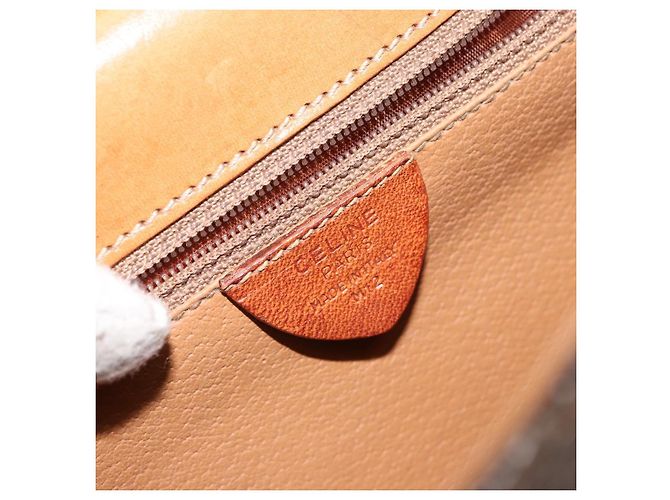 Céline Borsa a mano in tela Macadam CELINE in pelle PVC marrone oro Auth 149127 D'oro - vista 12