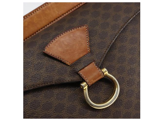 Céline Borsa a mano in tela Macadam CELINE in pelle PVC marrone oro Auth 149127 D'oro - vista 17