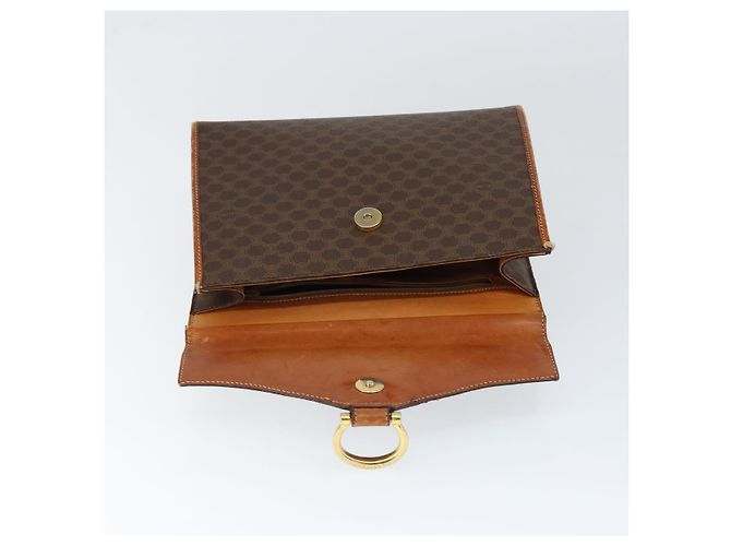 Céline Borsa a mano in tela Macadam CELINE in pelle PVC marrone oro Auth 149127 D'oro - vista 18