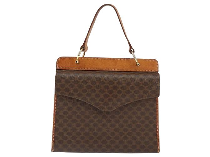 Céline Borsa a mano in tela Macadam CELINE in pelle PVC marrone oro Auth 149127 D'oro - vista 2