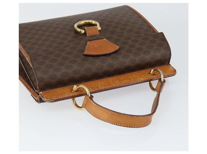 Céline Borsa a mano in tela Macadam CELINE in pelle PVC marrone oro Auth 149127 D'oro - vista 6