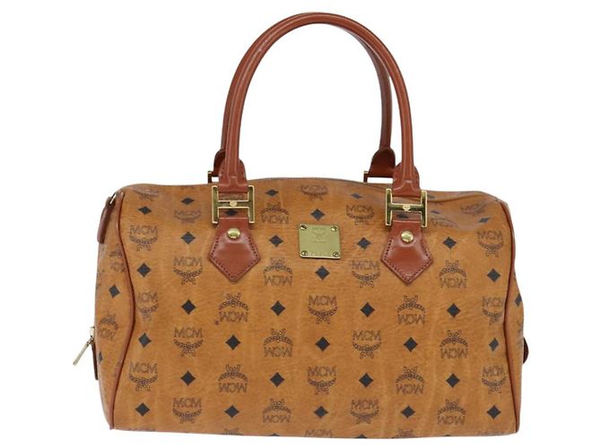 Borsa Boston MCM Logogram Vicetos in pelle PVC 2 in 1 marrone oro Auth am9555 D'oro - vista 13