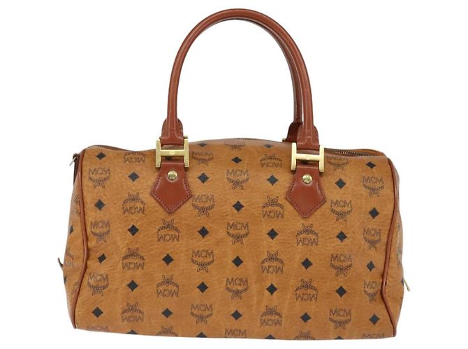 Borsa Boston MCM Logogram Vicetos in pelle PVC 2 in 1 marrone oro Auth am9555 D'oro - vista 2