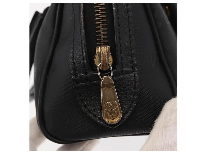 MCM Vicetos Logogram Mini Borsa a Mano in Pelle PVC Nera Oro Auth bs30228 Nero D'oro - vista 10