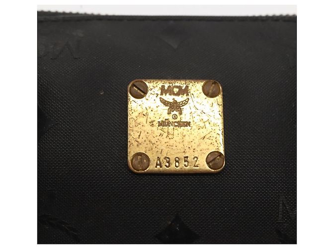 MCM Vicetos Logogram Mini Borsa a Mano in Pelle PVC Nera Oro Auth bs30228 Nero D'oro - vista 12