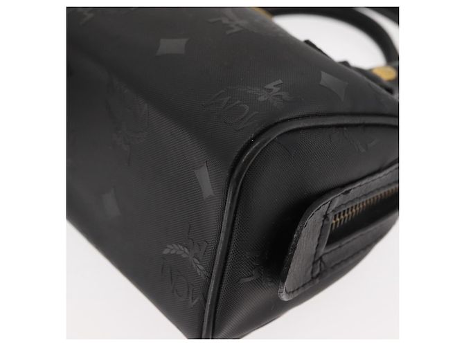 MCM Vicetos Logogram Mini Borsa a Mano in Pelle PVC Nera Oro Auth bs30228 Nero D'oro - vista 14