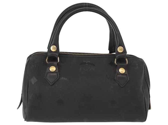 MCM Vicetos Logogram Mini Borsa a Mano in Pelle PVC Nera Oro Auth bs30228 Nero D'oro - vista 2