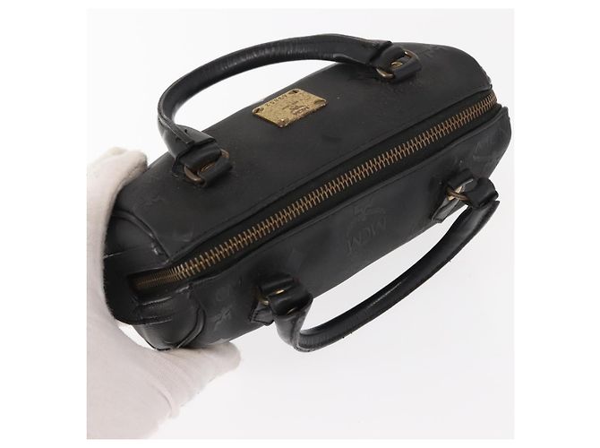 MCM Vicetos Logogram Mini Borsa a Mano in Pelle PVC Nera Oro Auth bs30228 Nero D'oro - vista 6