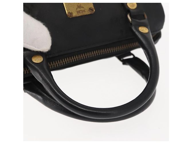 MCM Vicetos Logogram Mini Borsa a Mano in Pelle PVC Nera Oro Auth bs30228 Nero D'oro - vista 7
