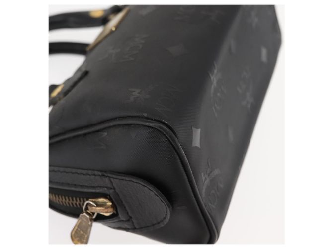 MCM Vicetos Logogram Mini Borsa a Mano in Pelle PVC Nera Oro Auth bs30228 Nero D'oro - vista 9