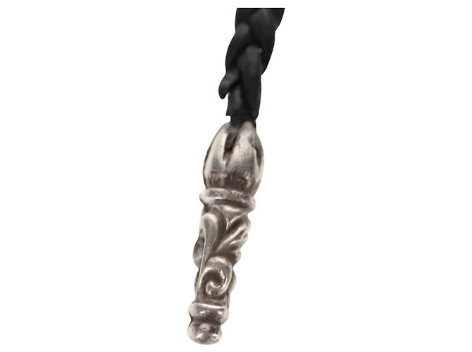 Collar Chrome Hearts Scroll Razor Blade Ag925 Negro Auth 141205M - vista 4