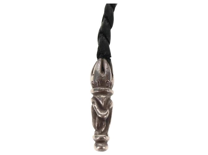 Collar Chrome Hearts Scroll Razor Blade Ag925 Negro Auth 141205M - vista 5
